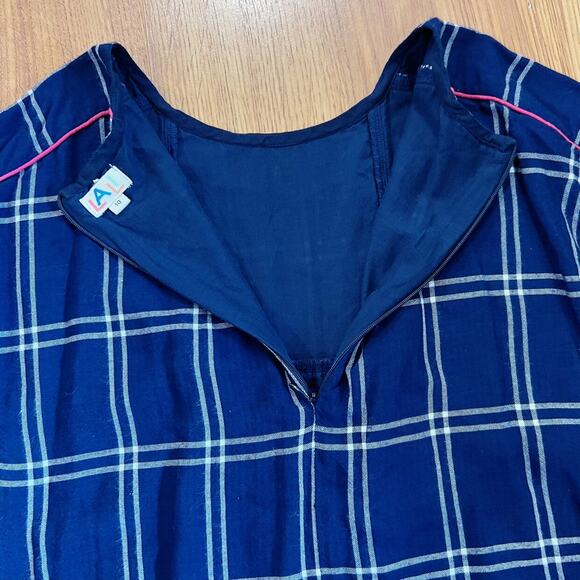 Lali Navy And White Plaid Pink Tassel Dress - Picture 9 of 11